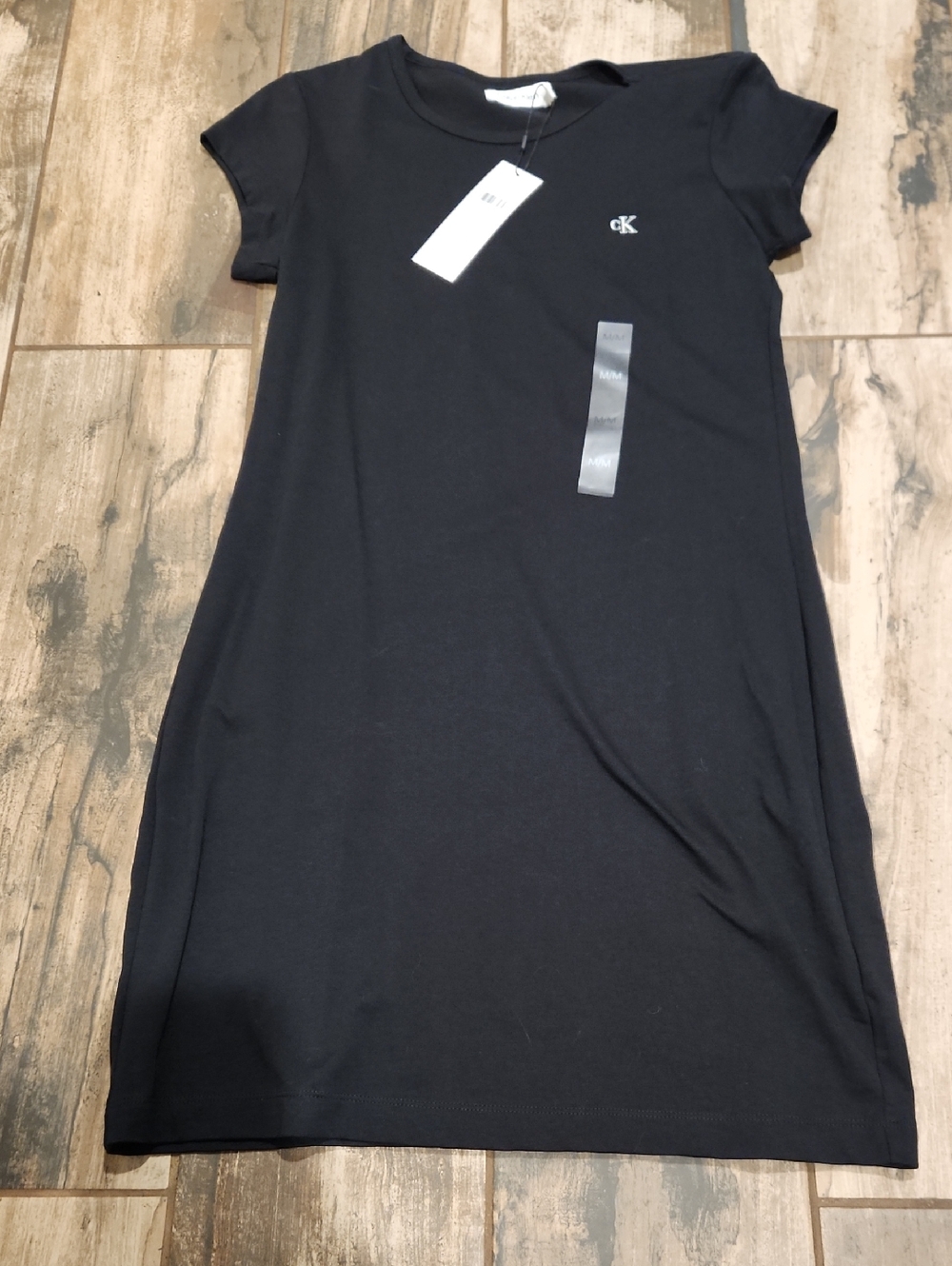 Calvin Klein Black Short-Sleeve Logo Tee Dress Size Medium